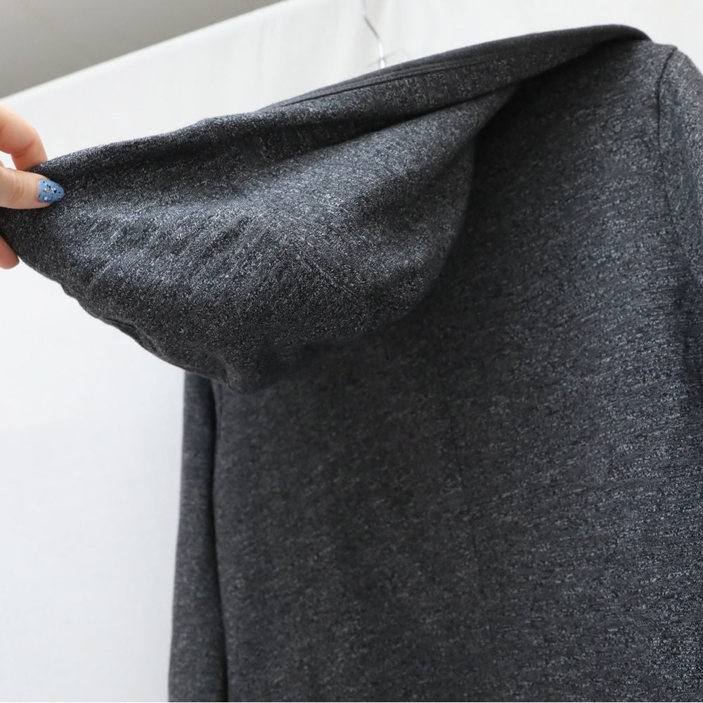 The North Face Spell Out Hooded Open Front Cardigan Sweater Gray XL cotton hike - Picture 7 of 11
